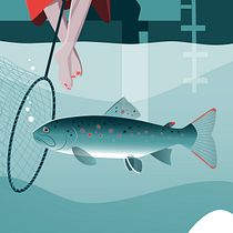 Bajo el lago: Mi ilustración final del curso: Ilustración vectorial dinámica: color y composición. Een project van Vectorillustratie van karinisopp - 26.11.2020