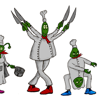 Alien Chefs in Illustrated Characters Factory course. Character Design project by Russell Bryant - 12.14.2020