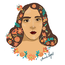 Meu projeto do curso: Retrato ilustrado com elementos botânicos. Ilustração digital projeto de Amanda Gobus - 25.11.2020