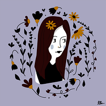 Meu projeto do curso: Retrato ilustrado com elementos botânicos. Desenho de retrato projeto de Tita Tesser - 27.11.2020