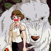 Mononoke Hime (1997). Traditional illustration, and Pixel Art project by Daniel Avila - 12.01.2020