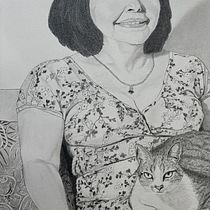 MOM AND CAT. Mi Proyecto del curso: Retrato realista con lápiz de grafito. Pencil Drawing, and Realistic Drawing project by Julián Alberto Hernández Aranzazu - 12.04.2020