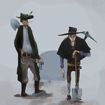 Gravediggers from past. Character Design, Digital Drawing, Digital Illustration, Digital Painting, and Traditional illustration project by Eva Hakhverdyan - 12.08.2020