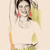 Mi Proyecto del curso: Retrato ilustrado con Procreate. Desenho a lápis, Desenho artístico, Ilustração tradicional, Ilustração digital, e Pintura em aquarela projeto de Laura - 12.12.2020