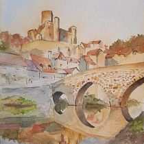 Chateau de Belcastel, autumn. Pintura em aquarela projeto de Enrico Ruffato - 15.12.2020