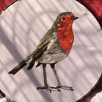 Mi Proyecto de Pintar con hilo: petirrojo . Embroider, and Creativit project by Raquel Biciego Sanchez - 12.19.2020