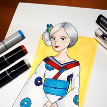 Coloreado de chica con kimono. Manga, Traditional illustration, Comic, and Color Theor project by Lucía Monje Sánchez - 12.16.2020