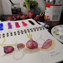 My project in Illustrating Nature: A Creative Exploration - Shallots. Traditional illustration, and Naturalistic Illustration project by Amalia Nazihah Ghazali - 02.02.2021