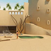 Sand Castle out of season by @eiscia. Un projet de Modélisation 3D, Collage, Design d'intérieur , et Scénographie de Asia Calzà - 18.11.2020