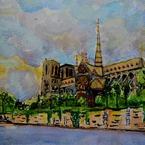 Paris De Notre Dame. Pintura projeto de Gary Haddan - 25.12.2020