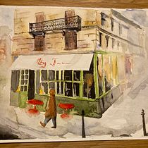 Corner restaurant - first attempt!. Pintura em aquarela projeto de sarah_oli - 29.12.2020