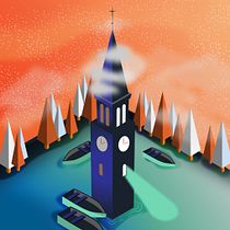 Ilustración vectorial isométrica desde cero: Curon. Ilustração digital projeto de Yanina La Rur - 26.12.2020