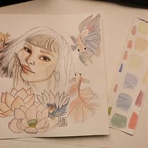 Mi Proyecto del curso: Retrato ilustrado en acuarela. Projekt z dziedziny Trad, c i jna ilustracja użytkownika Rusu Kimura - 27.12.2020