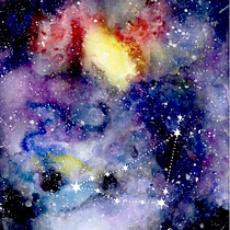 Capricornio en otra galaxia. Digital Drawing, and Watercolor Painting project by Nuria Robles - 12.27.2020