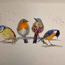 My project in Artistic Watercolor Techniques for Illustrating Birds course. Watercolor Painting project by sallyagombar - 02.22.2021