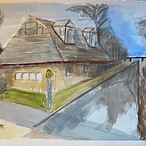 Benson Street Station, Glen Ridge NJ. Pintura em aquarela projeto de kmreoch - 29.12.2020