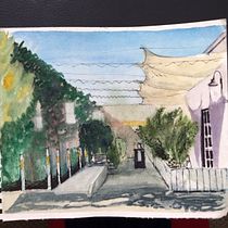 My project in Architectural Sketching with Watercolor and Ink course. Pintura em aquarela projeto de Sam Pratt - 30.12.2020