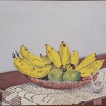 prato de vidro com bananas - meu projeto do curso: Pintura a óleo a partir do zero. Un projet de Peinture à l'huile de carvalhaes - 31.12.2020