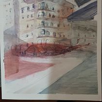 Attempt at Alex's Parisian cafeMy project in Architectural Sketching with Watercolor and Ink course. Pintura em aquarela projeto de gaylagoodman - 31.12.2020