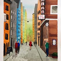Urban Landscapes in Watercolor, my final project: a street in Cologne. Un progetto di Pittura ad acquerello di Lia - 30.01.2021