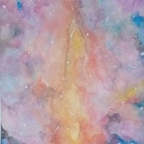 Galaxy - My project in Modern Watercolor Techniques course. Un progetto di Pittura ad acquerello di dyasica - 01.01.2021