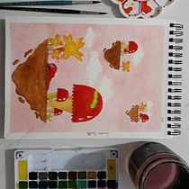 Meu projeto do curso: Técnicas de ilustração com aquarela e guache. Ink Illustration project by Vanessa Bavutti - 01.01.2021