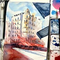 My project in Architectural Sketching with Watercolor and Ink course. Sketching, Drawing, Watercolor Painting, Architectural Illustration, Sketchbook & Ink Illustration project by beautyoncanvas1 - 01.02.2021