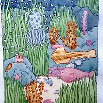 Tren submarino - Acuarela y Gouache. Un proyecto de Ilustración tradicional, Pintura a la acuarela, Ilustración infantil, Pintura gouache, Bellas Artes y Pintura de Orquídea Flor - 02.01.2021