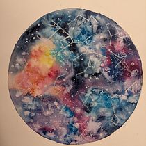 Galaxy - My project in Modern Watercolor Techniques course. Un progetto di Pittura ad acquerello di ludmila_krizova - 03.01.2021