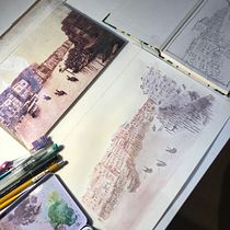 Meu projeto do curso: Desenho arquitetônico com aquarela e tinta. Desenho artístico projeto de Yukie Kabashima - 03.01.2021