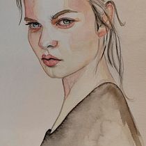 Retrato con grafito y acuarela a partir de una fotografía . Watercolor Painting project by Palmi Segura - 01.04.2021