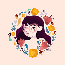 Meu projeto do curso: Retrato ilustrado com elementos botânicos. Un progetto di Illustrazione tradizionale di Alexia Bonani - 05.01.2021