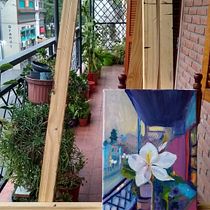 Desde el balcón en cuarentena . Oil Painting project by Cristian Andrés Ciotta - 01.07.2021