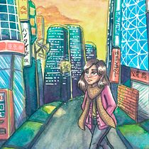 Mi Proyecto del curso: Atardecer tokiota. Un progetto di Illustrazione tradizionale, Illustrazione con inchiostro e Pittura ad acquerello di Alma Barrón - 27.01.2021