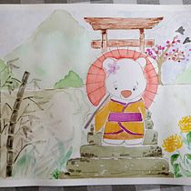 Mi Proyecto del curso: Ilustración en acuarela con influencia japonesa. Een project van Aquarelschilderen van Carmen Flores - 24.03.2021