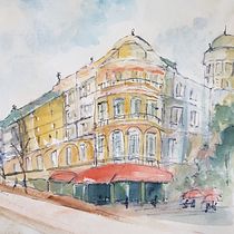 My project in Architectural Sketching with Watercolor and Ink course. Design de personagens 3D projeto de Jenny Foreman - 09.01.2021