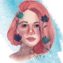 Portrait with watercolors. Projekt z dziedziny Malowanie akwarelą, Trad, c i jna ilustracja użytkownika Julia - 09.01.2021