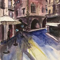 Paissatge urbà: casc antic Vic. Pintura em aquarela projeto de mcapdevilaf - 09.01.2021