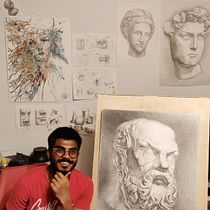 My project in Chiaroscuro Creative Portrait with Pencils course. Desenho projeto de belamparithi22 - 11.01.2021