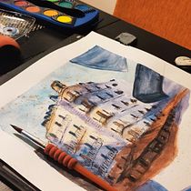 My project in Architectural Sketching with Watercolor and Ink course. Pintura Acrílica e Ilustração com tinta projeto de Marija Cimbaljević - 14.01.2021