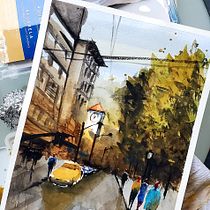 Mi Proyecto del curso: Paisajes urbanos en acuarela Ein Projekt aus dem Bereich Bildende Künste, Aquarellmalerei und Architektonische Illustration von giovis - 13.01.2021