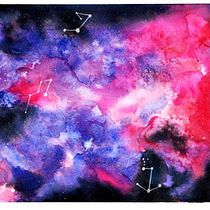 Dobles Galaxias, mi proyecto del curso: Técnicas modernas de acuarela. Watercolor Painting project by Giselle Bogoya - 01.15.2021