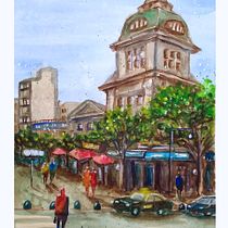 Mi Proyecto del curso: Pasaje San Martín - Mendoza Argentina. Projekt z dziedziny  Sztuki piękne, Malowanie akwarelą,  R i sunek architektoniczn użytkownika Mariela Ferrero - 15.01.2021