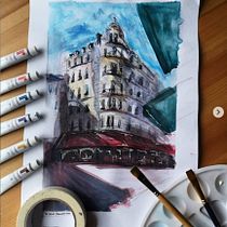 My project in Architectural Sketching with Watercolor and Ink course. Pintura em aquarela projeto de alexdomaradzki - 16.01.2021