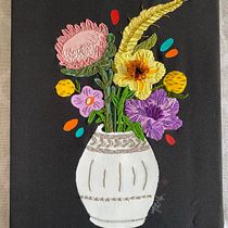 Mi Proyecto del curso: Composición floral con acrílico y bordado. Bordado, e Pintura Acrílica projeto de malucia.mfdz - 17.01.2021