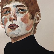 My project in Watercolor Portrait from a Photo course. Watercolor Painting project by afroditi.kapoula - 01.18.2021