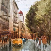 My project in Urban Landscapes in Watercolor course. Un progetto di Pittura ad acquerello di Irina - 20.01.2021