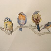 Birds on a branch - final project. Watercolor Painting project by Mary Giedraitis - 02.11.2021