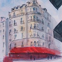 My project in Architectural Sketching with Watercolor and Ink course. Design, DIY, Desenho, Tecido, Esboçado, e Pintura em aquarela projeto de Nataliya - 22.01.2021