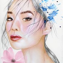 Meu projeto do curso: Retrato ilustrado em aquarela. Un projet de  de Nathália Loren - 23.01.2021